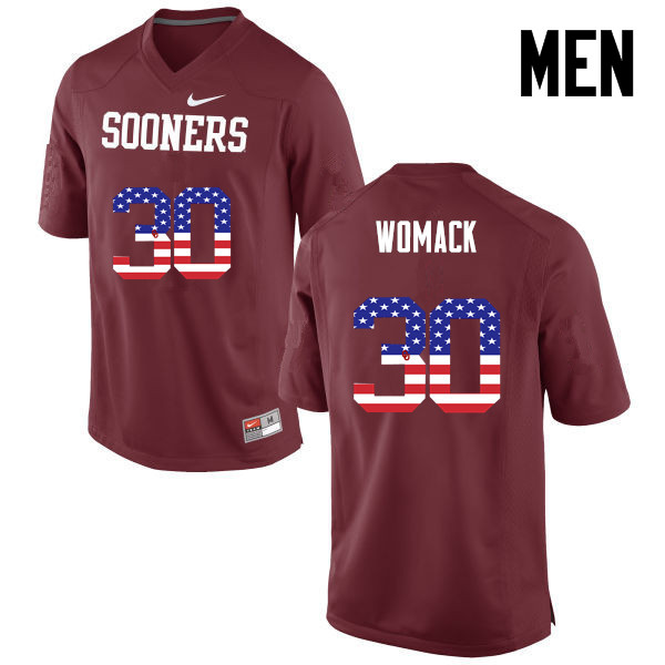Oklahoma Sooners #30 Nathan Womack College Football USA Flag Fashion Jerseys-Crimson